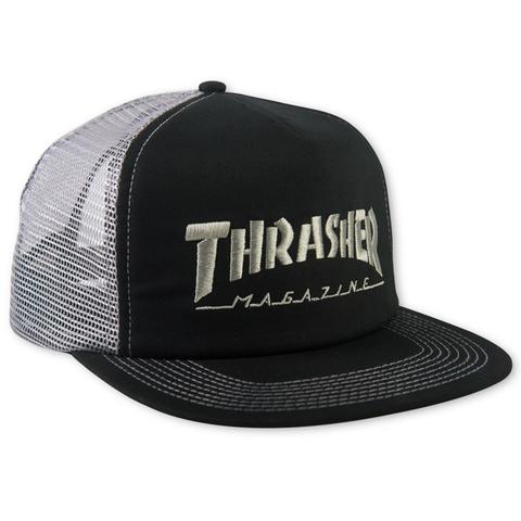 Embroidered Thrasher Logo Mesh Cap (black/gray)