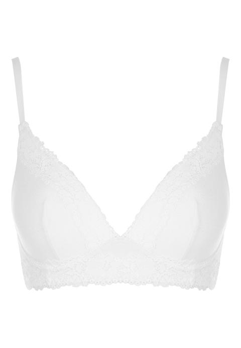 Womens White Non Wired Lace Trim Bra