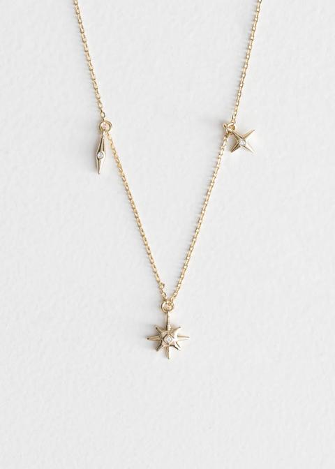 Pointed Star Charm Necklace - Gold