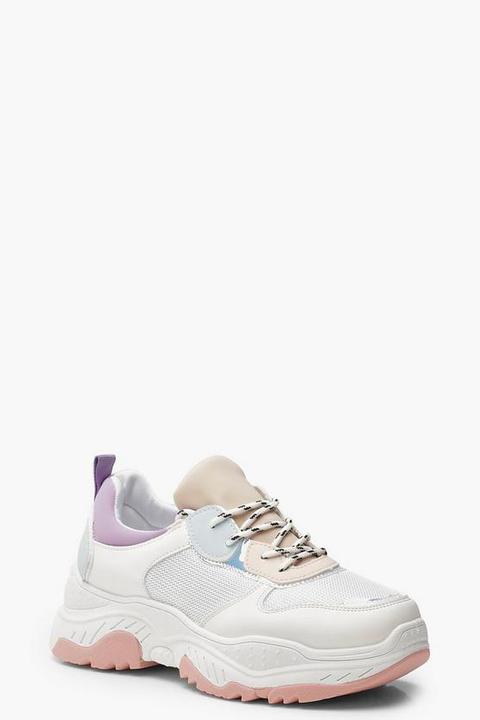 Pastel Colour Block Chunky Trainers