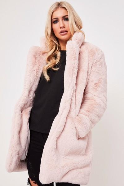 Ariana Pink Premium Faux Fur Coat