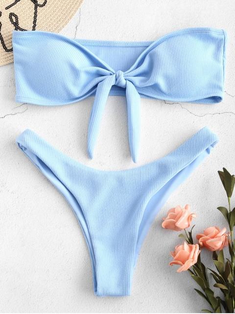 Bikini De Bandeau Con Lazo De Zaful Love Red Light Blue White Golden Brown Dark Salmon