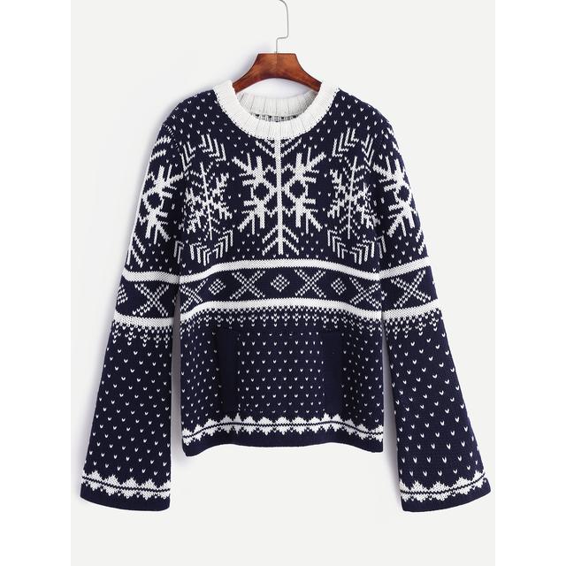 Maglione Di Natale Fiocco Di Neve Con Tasche - Marino from SheIn on 21  Buttons