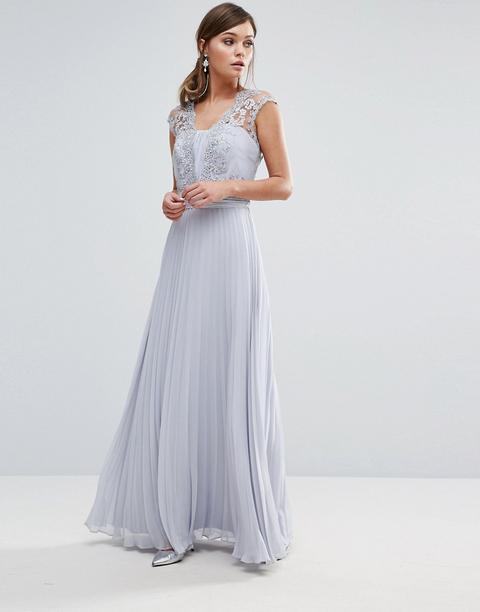 Vestido Largo Plisado En Gris Claro Lori Arlie De Coast