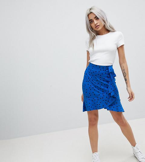 Minifalda Cruzada Con Estampado De Lunares De Asos Petite