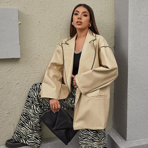 Blazer Oversize En Cuir Pu