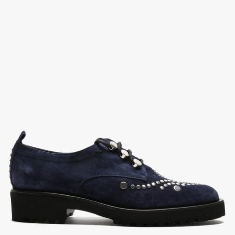 Eren Navy Suede Studded Lace Up Shoes