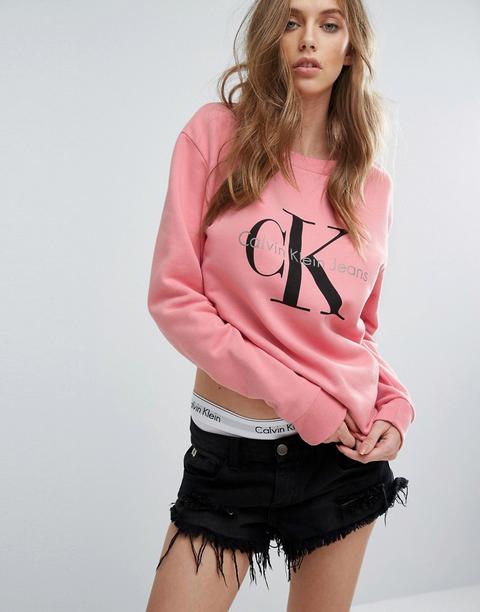 Calvin Klein Jeans - Sweat Griffé-rose