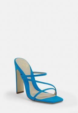 Mules Bleues À Fines Lanières