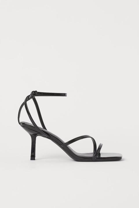 Patent Strappy Sandals - Black