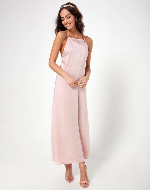 Harper Maxi Prom Dress In Satin Blush By Motel