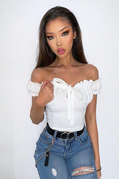 white bardot bodysuit