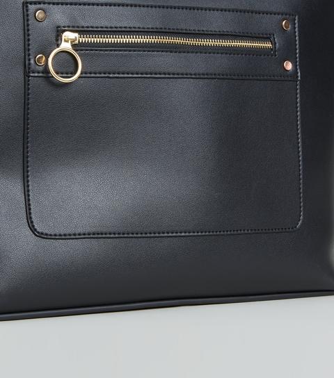 Black Leather-look Tote Bag New Look Vegan from NEW LOOK on 21 Buttons