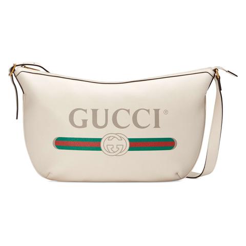 Bolso De Hombro De Media Luna Gucci Print