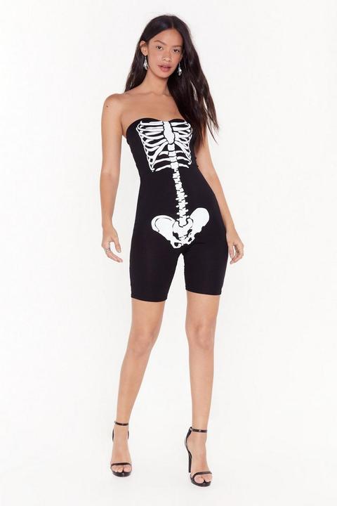 Bad To The Bone Strapless Skeleton Romper