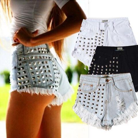 Jarelle Studded Distressed Denim Shorts