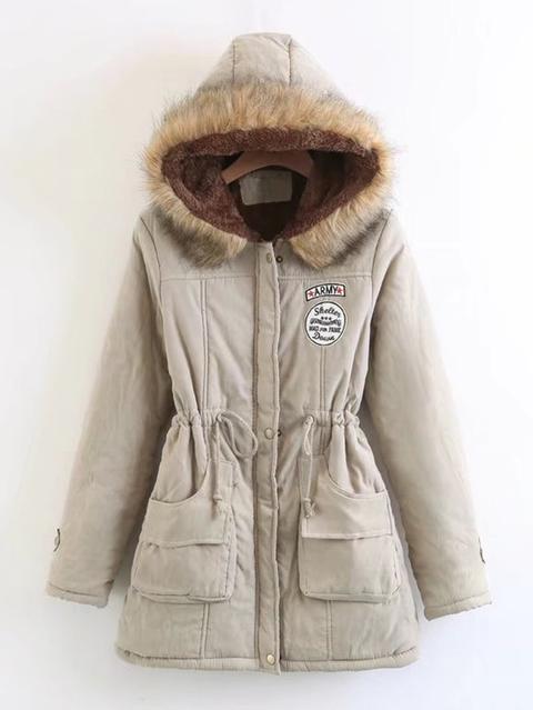 Parka Con Capucha Con Pelo Y Cintura Ajustable