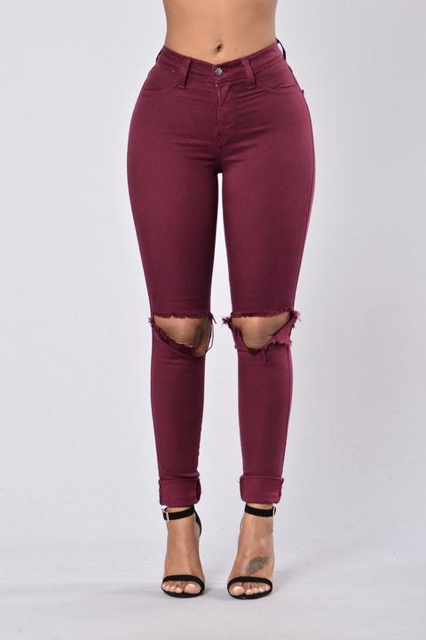 Clean Break Jeans - Burgundy