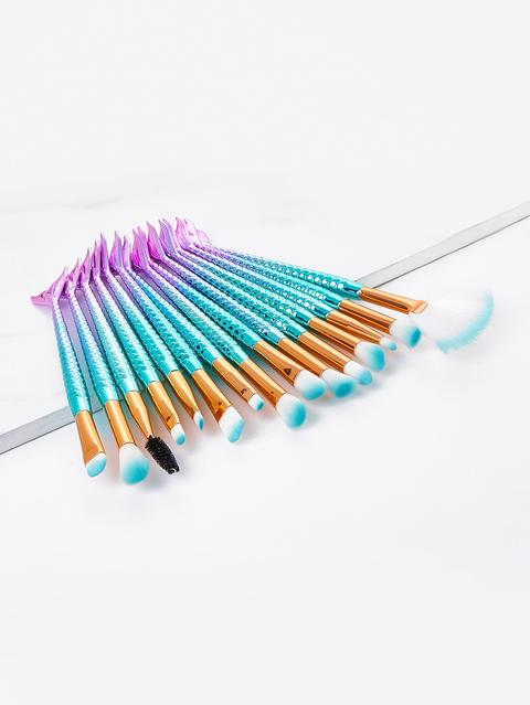 Ombre Mermaid Shaped Makeup Brush 15pcs