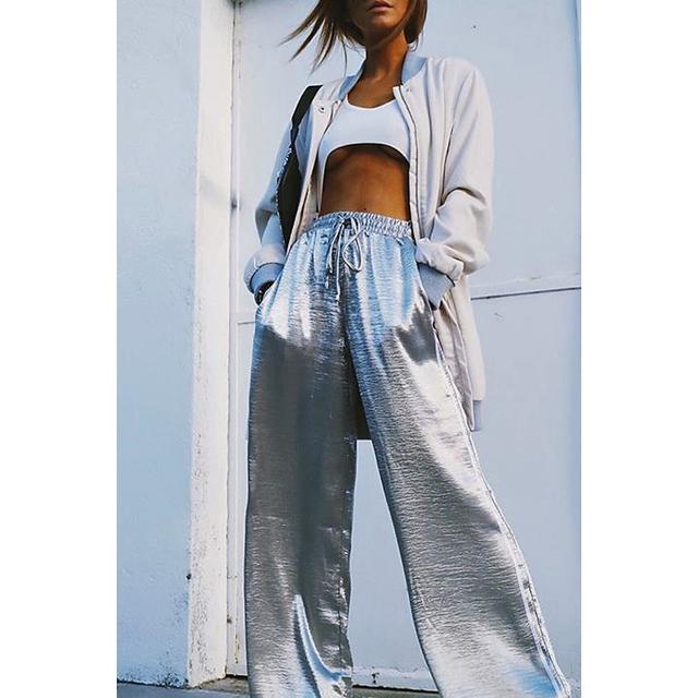 silver side stripe trousers