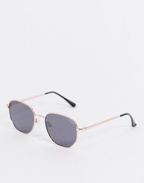Quay Australia Big Time Hexagonal Sunglasses In Gold