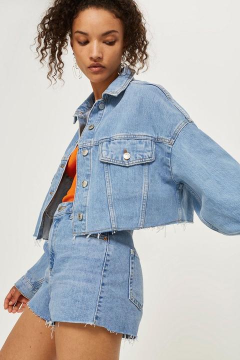 Hacked Off Crop Denim Jacket