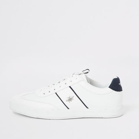 White Wasp Stud Lace-up Trainers