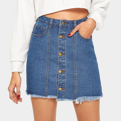 button up denim skirt