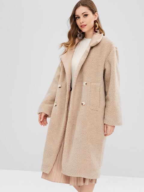 Cappotto Invernale In Pelliccia Sintetica Camel Brown