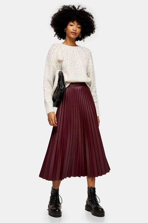 pleated skirt burgundy Big sale - OFF 72%