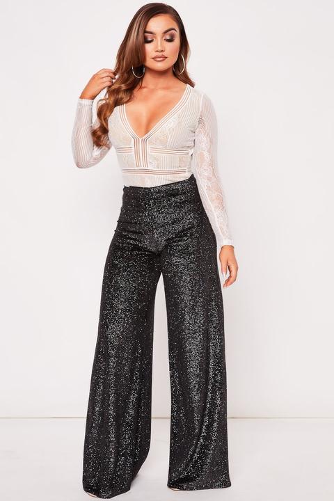 Ellie Kelly Black Glitter Velvet Trousers