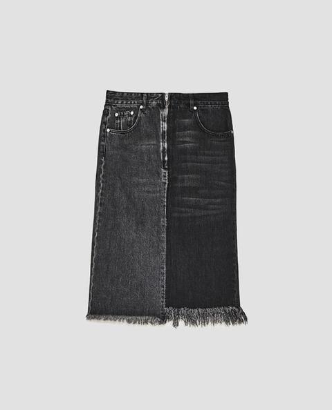 Gonna Denim Midi Bicolore