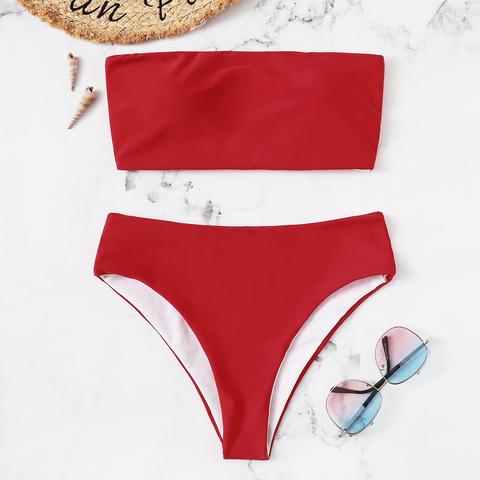 Bandeau With High Leg Bikini Set