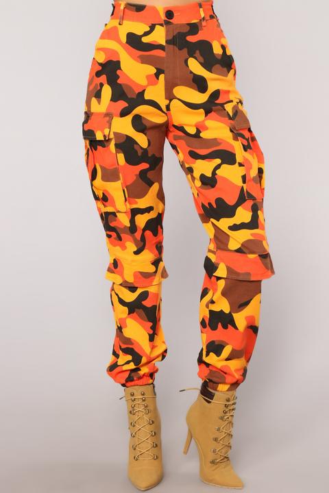 camouflage pants orange