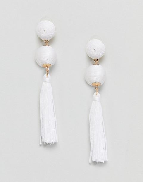 Asos Design - Orecchini Avvolti Con Nappe E Perline - Bianco