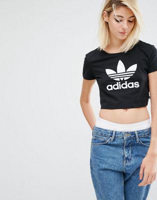 Adidas Originals - T-shirt Slim Corta Con Logo A Trifoglio