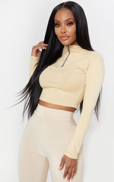 zip neck crop top