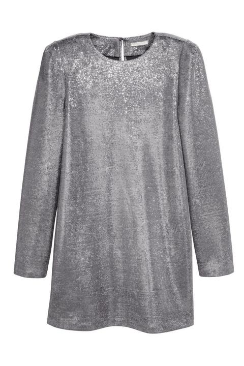 H & M - Vestido Brillante - Plata