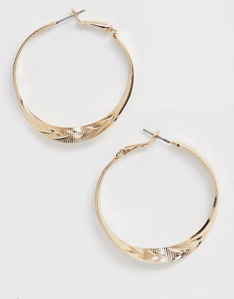 Asos Design - Orecchini A Cerchio Oro Con Motivo Intrecciato - Oro