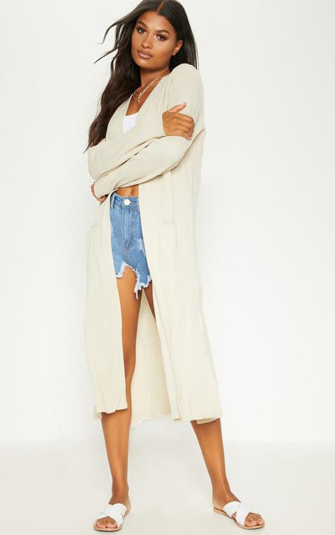 Stone Pocket Front Maxi Cardigan