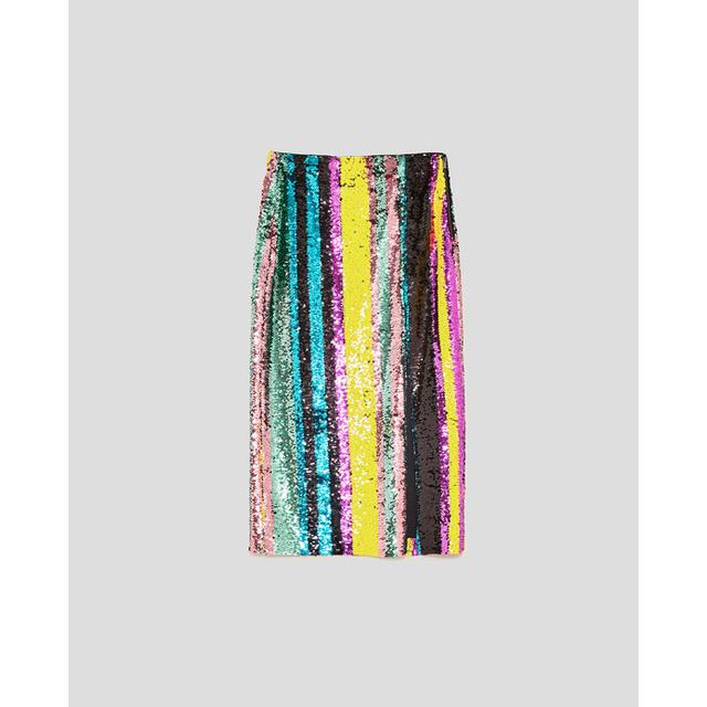 aqua sequin midi skirt