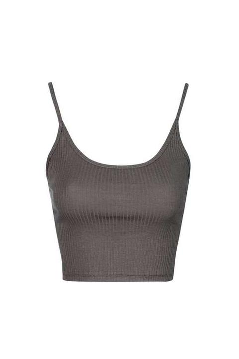 Petite Ribbed Crop Cami Vest