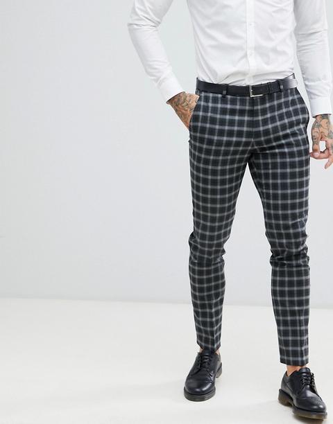 Twisted Tailor Super Skinny Suit Trouser In Grey Check