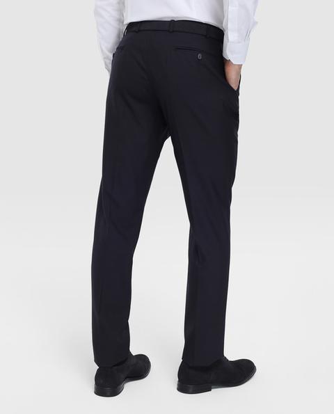 Pantalón De Vestir De Lana De Hombre Studio Classics Slim De Ojo De Perdiz  Azul de Studio Classics en 21 Buttons
