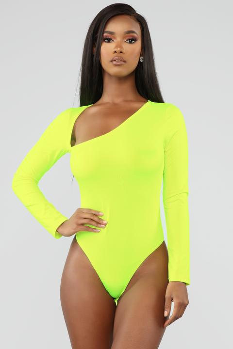 neon yellow bodysuit