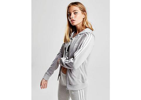 Adidas Originals 3-stripes Full Zip Hoodie - Grey - Womens