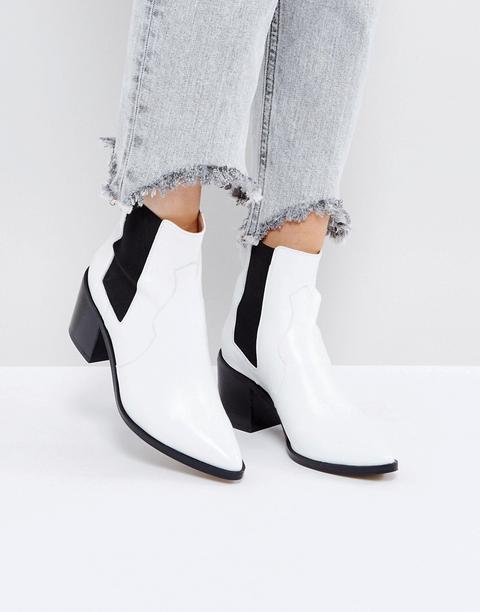 Asos Rewind - Stivaletti Chelsea In Pelle - Bianco