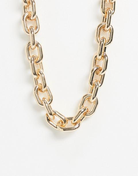 Asos Design Necklace In Chunky Chain Link In Gold Tone