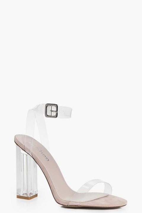 Suedette Clear Block Heels