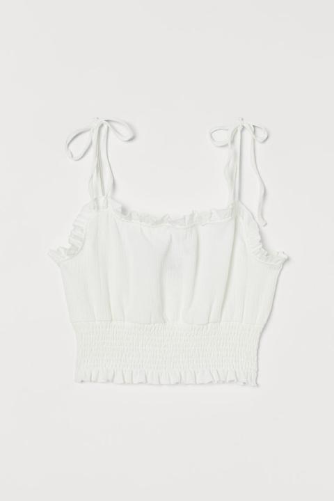 Top Cropped Fruncido - Blanco